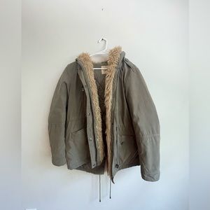 Green parka jacket